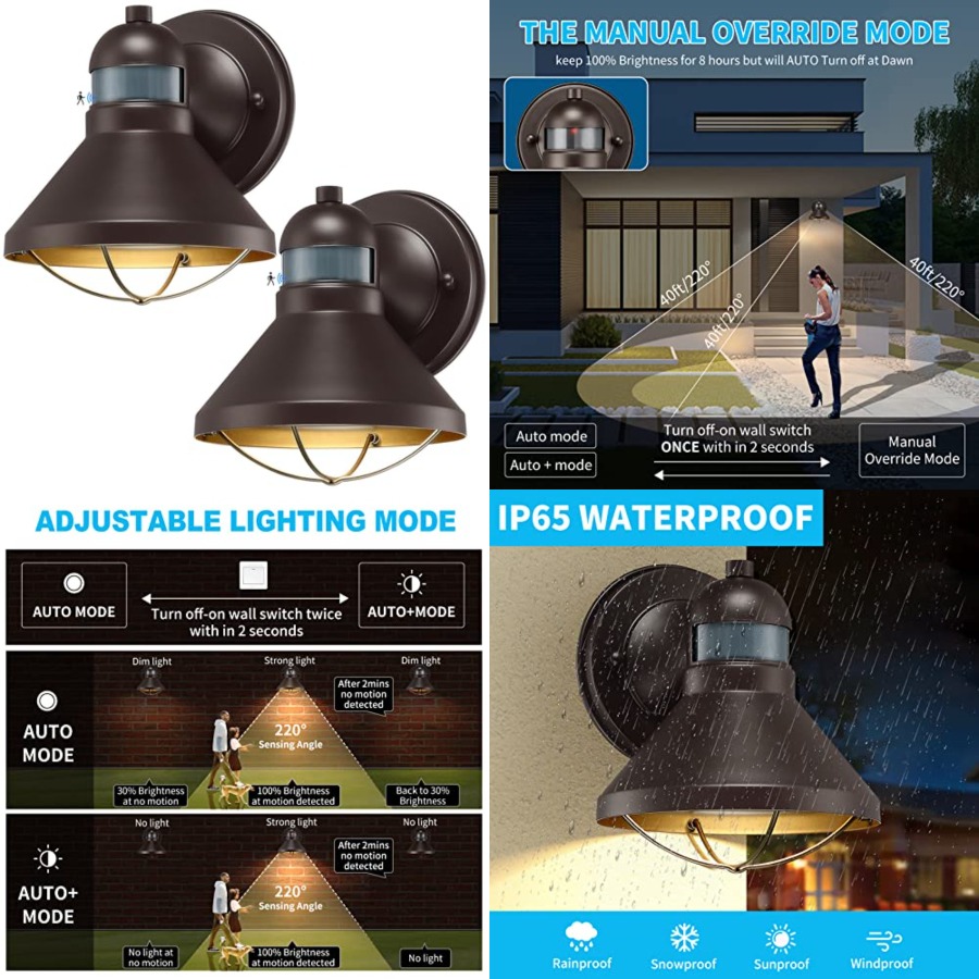Outdoor Lighting Lanterns - مجموعة من 2 مصباح جداري خارجي