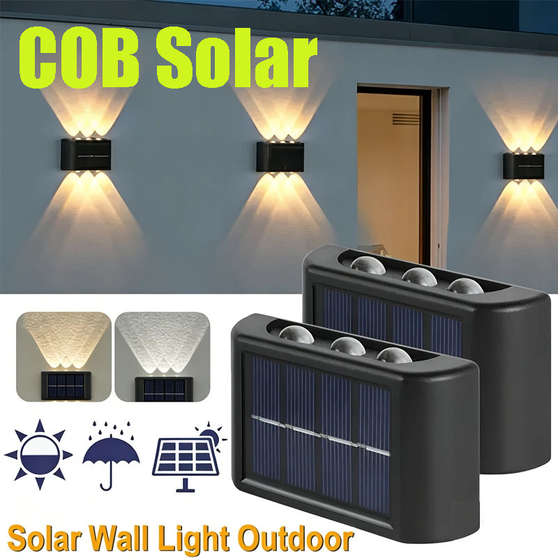 Outdoor Lighting Uplight - مصباح جداري شمسي COB مقاوم للماء
