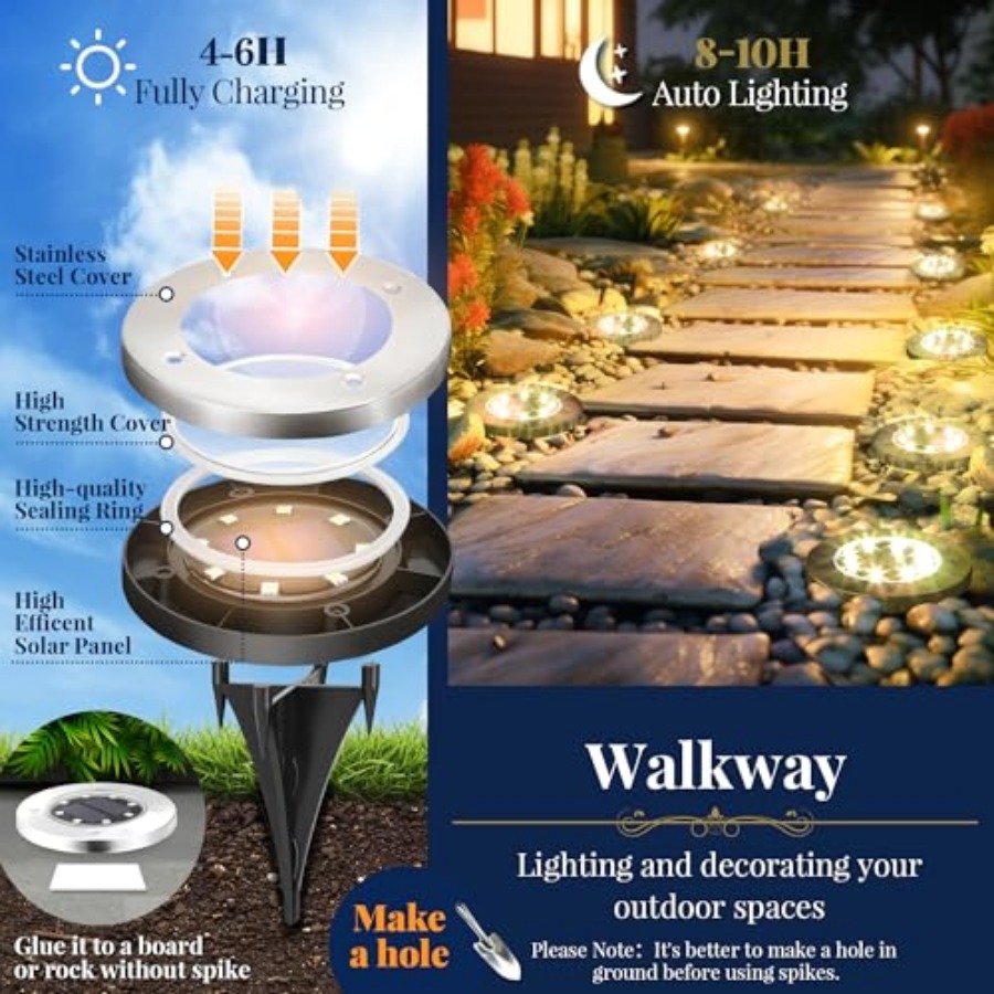 أضواء أرضية تعمل بالطاقة الشمس - مراجعة Outdoor Lighting Driveway وسعره