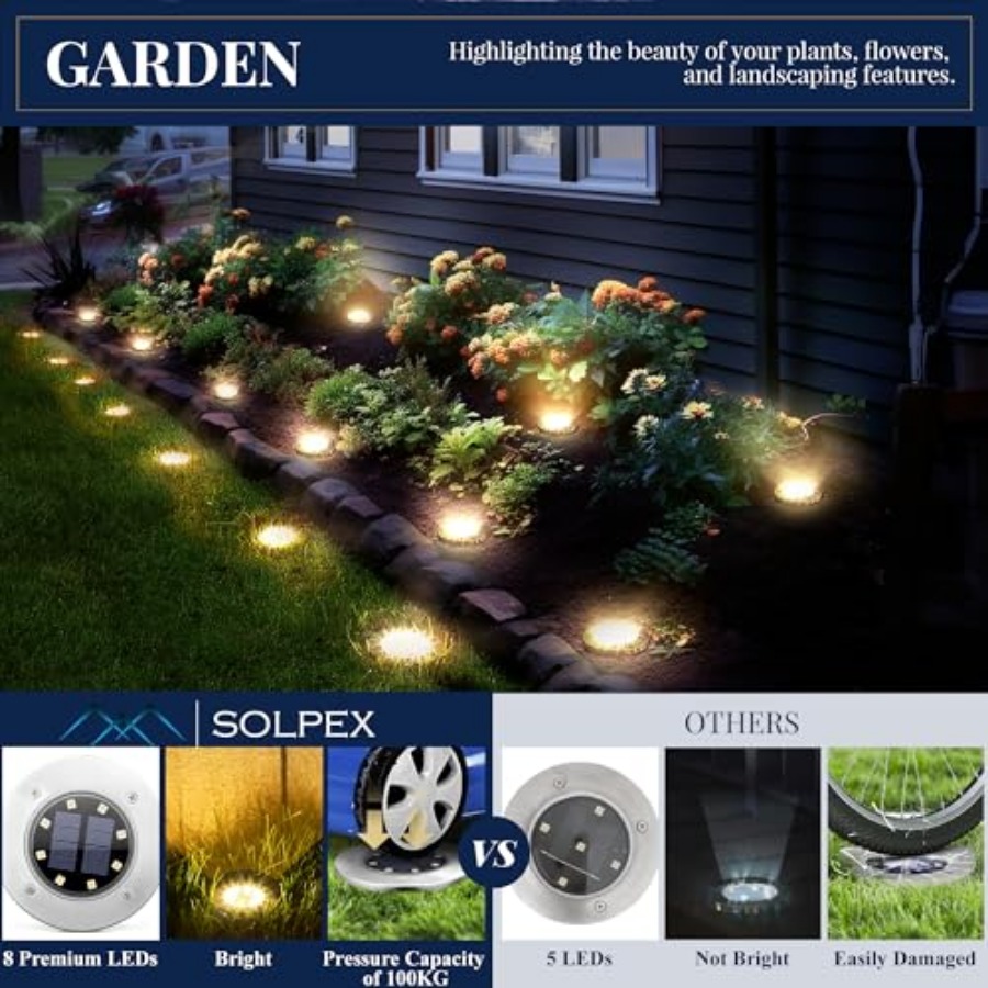 أضواء أرضية تعمل بالطاقة الشمس - مراجعة Outdoor Lighting Driveway وسعره